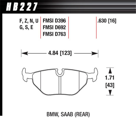Hawk 92-95 BMW 325iS DTC-60 Race Rear Brake Pads Hawk Performance Brake Pads - Racing  AXOPROS