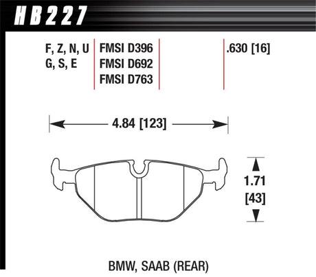 Hawk 92-95 BMW 325iS DTC-60 Race Rear Brake Pads Hawk Performance Brake Pads - Racing  AXOPROS