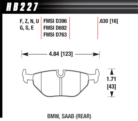Hawk 92-95 BMW 325iS HT-10 Race Rear Brake Pads Hawk Performance Brake Pads - Racing  AXOPROS