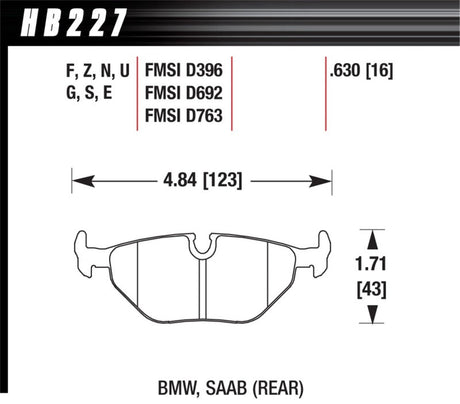 Hawk 92-95 BMW 325iS HT-10 Race Rear Brake Pads Hawk Performance Brake Pads - Racing  AXOPROS