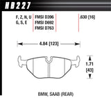Hawk 92-98 BMW 318i DTC-30 Race Rear Brake Pads Hawk Performance Brake Pads - Racing  AXOPROS