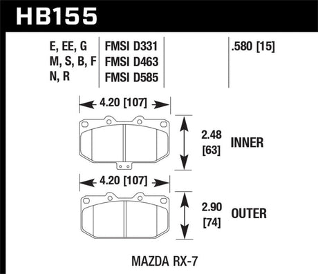 Hawk 93-95 Mazda RX-7 HP+ Street Front Brake Pads Hawk Performance Brake Pads - Performance  AXOPROS