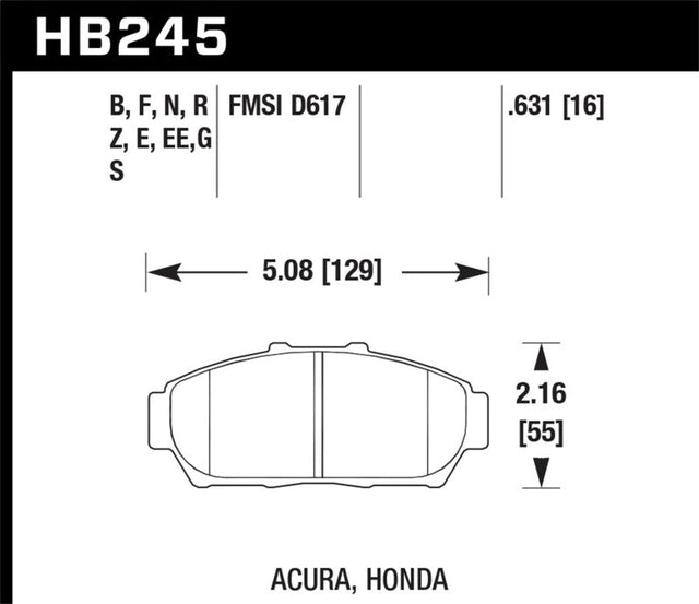 Hawk 94-01 Acura Integra (excl Type R)  Blue 9012 Race Front Brake Pads Hawk Performance Brake Pads - Racing  AXOPROS