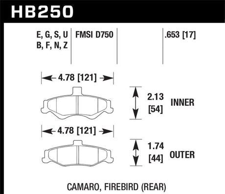 Hawk 98-02 Chevrolet Camaro 5.7L/3.8L / 98-02 Pontiac Firebird 5.7L/3.8L  HPS Street Rear Brake Pads Hawk Performance Brake Pads - Performance  AXOPROS