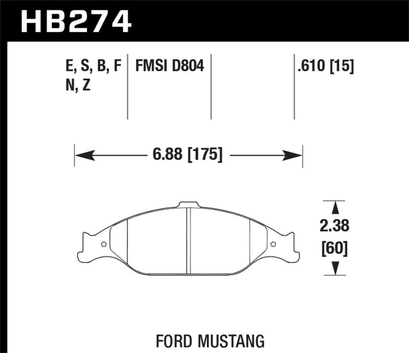 Hawk 99-04 Ford Mustang Base/GT HPS Street Front Brake Pads Hawk Performance Brake Pads - Performance  AXOPROS