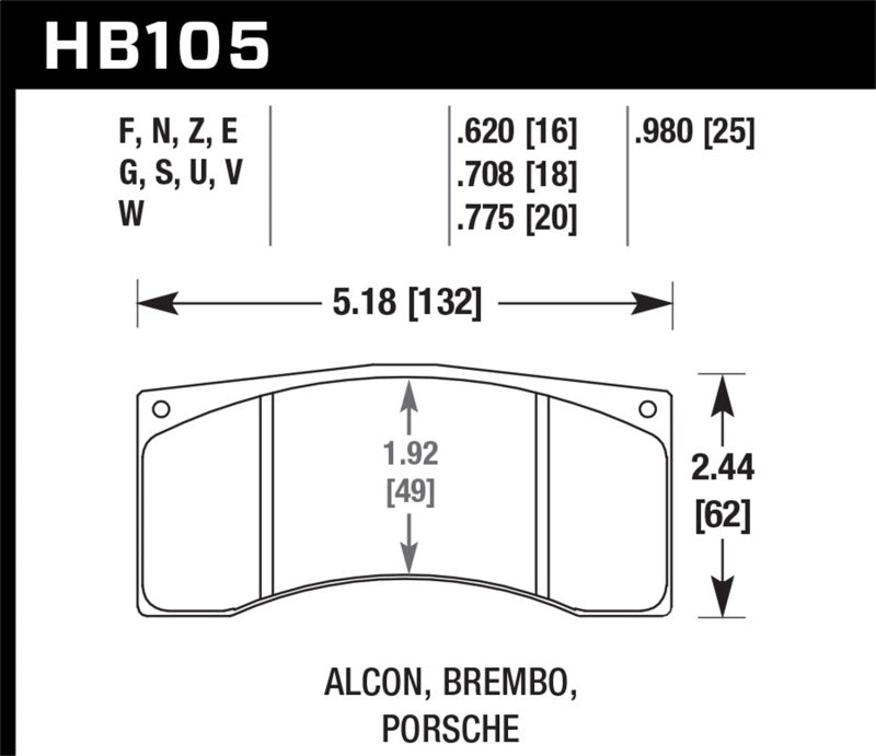 Hawk Alcon B/MB4/ Brembo XA2.E5.01/04 / XA5.90.01/04 / XA6.H7.11/14 DTC-70 Race Brake Pads Hawk Performance Brake Pads - Racing  AXOPROS