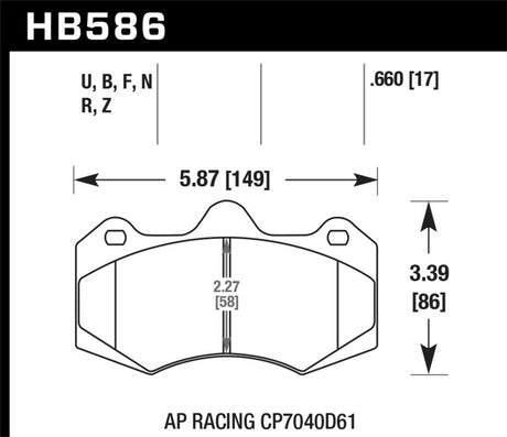 Hawk AP Racing CP7040 DTC-70 Race Brake Pads Hawk Performance Brake Pads - Racing  AXOPROS