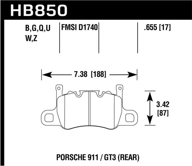 Hawk Audi 14-19 Porsche 911 / 2016 Cayman / 17-19 Panamera PC Rear Brake Pads w/ Carbon Ceramics Hawk Performance Brake Pads - Performance  AXOPROS