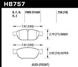 Hawk Audi 2013 A5 Quattro / 12-16 A6 Quattro/A7 Quattro/A8 Quattro HPS 5.0 Front Brake Pads Hawk Performance Brake Pads - Performance  AXOPROS