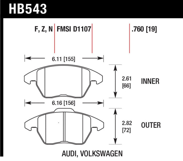 Hawk Audi A3 Quattro / VW EOS / Golf / Jetta / Passat / Rabbit Performance Ceramic Front Brake Pads Hawk Performance Brake Pads - Performance  AXOPROS