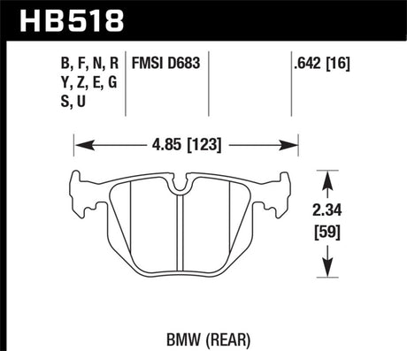 Hawk BMW 3/5/7Series/M3/M5/X3/X5/Z4/Z8 / Land Rover Range Rover DTC-60 Race Rear Brake Pads Hawk Performance Brake Pads - Racing  AXOPROS