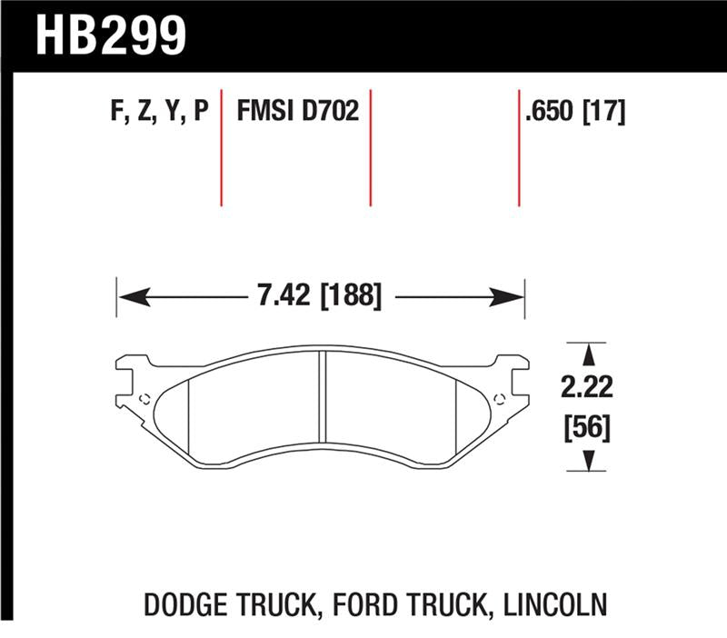 HawkDodge B1500 VanDurango/1500 Pickup/1500 Van / Ford / Lincoln LTS Street Front & Rear Brake Pad Hawk Performance Brake Pads - OE  AXOPROS