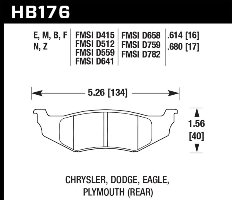 Hawk SRT4 HP+ Street Rear Brake Pads Hawk Performance Brake Pads - Performance  AXOPROS