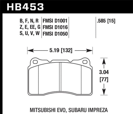 Hawk Street 5.0 Front Brake Pad Brembo 03-06 Evo / 04-14 STI / 09-10 Evo / 09-10 Genesis / 04-08 TL Hawk Performance Brake Pads - Performance  AXOPROS