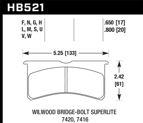 Hawk Wilwood Superlite 4/6 Forged DTC-60 Race Brake Pads Hawk Performance Brake Pads - Racing  AXOPROS