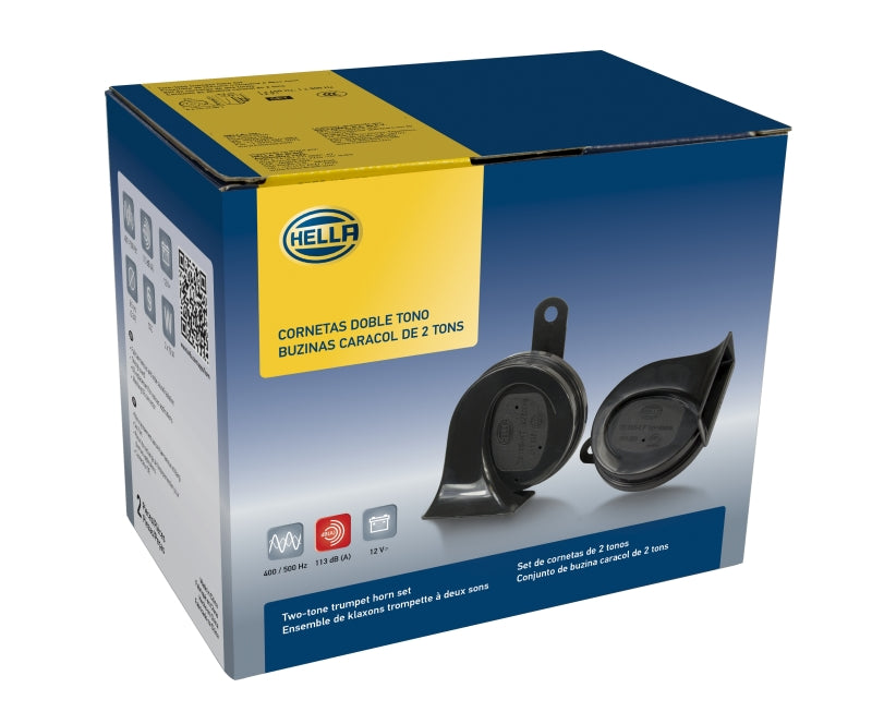 Hella 12V Twin Trumpet Horn Kit with Bracket - Toyota Hella Horns  AXOPROS