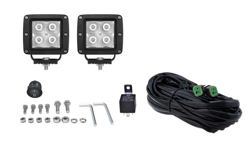 Hella HVF Cube 4 LED Off Road Kit - 3.1in 2X12W Hella Light Bars & Cubes  AXOPROS