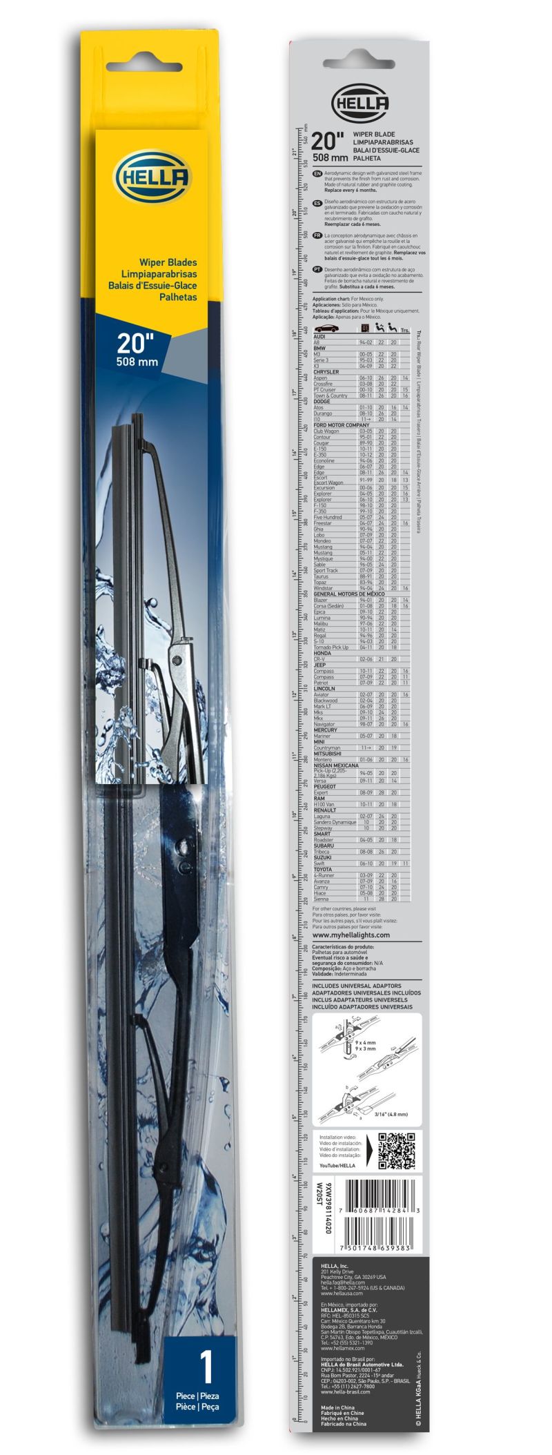 Hella Standard Wiper Blade 20in - Single Hella Exterior Trim  AXOPROS