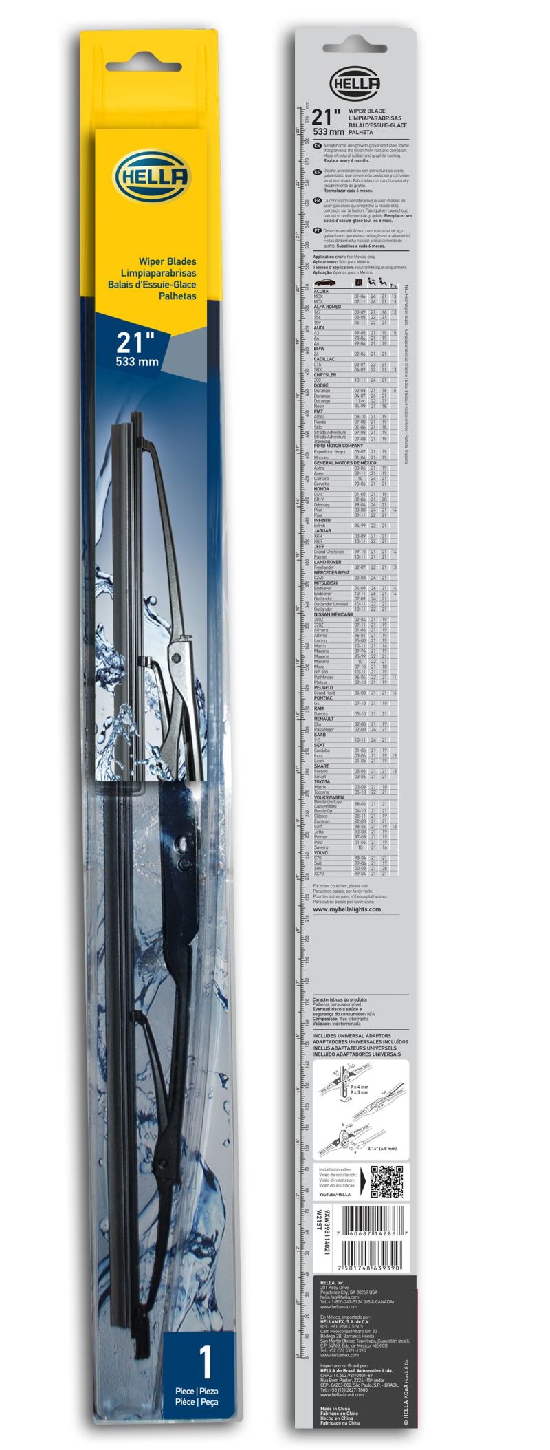 Hella Standard Wiper Blade 21in - Single Hella Exterior Trim  AXOPROS