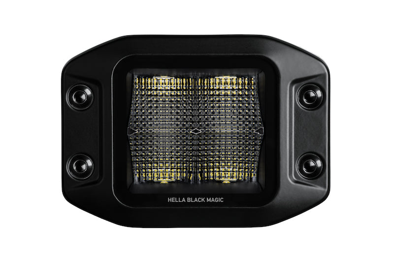 Hella Universal Black Magic 3.2in L.E.D. Cube Kit - Flood Beam (Flush Mount) Hella Fog Lights  AXOPROS