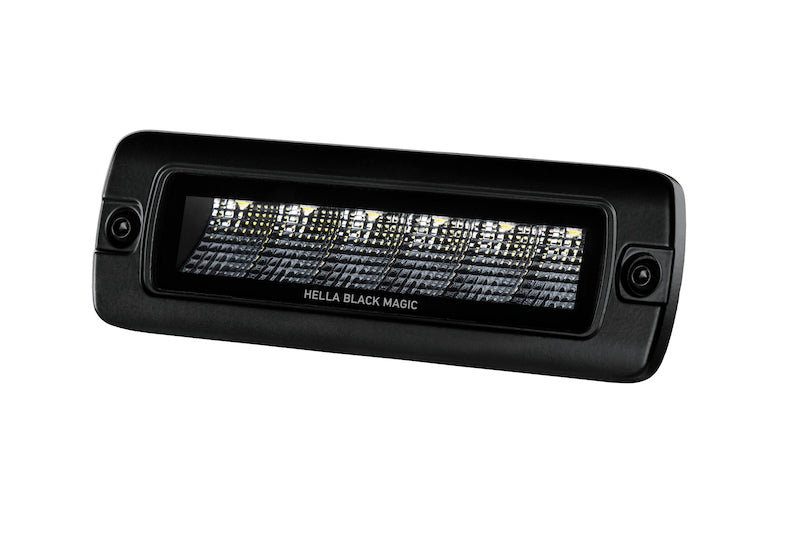 Hella Universal Black Magic 6 L.E.D. Flush Mount Mini Light Bar - Flood Beam Hella Fog Lights  AXOPROS