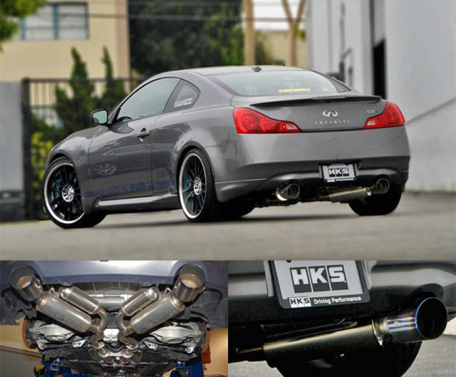 HKS 08-13 Infiniti G37 Coupe Dual Hi-Power Ti Tip Catback Exhaust (SUS304 NO COATING) HKS Catback  AXOPROS
