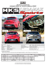 HKS LEGAMAX Sports 2018 Toyota Corolla Sport 2ZR/8NR HKS Catback  AXOPROS