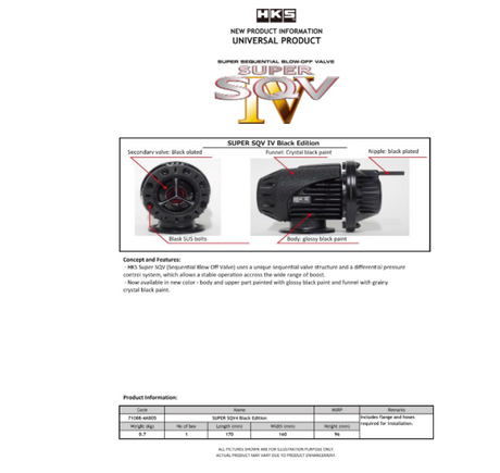 HKS SUPER SQV4 BLACK EDITION UNIVERSAL ASSY HKS Blow Off Valves  AXOPROS