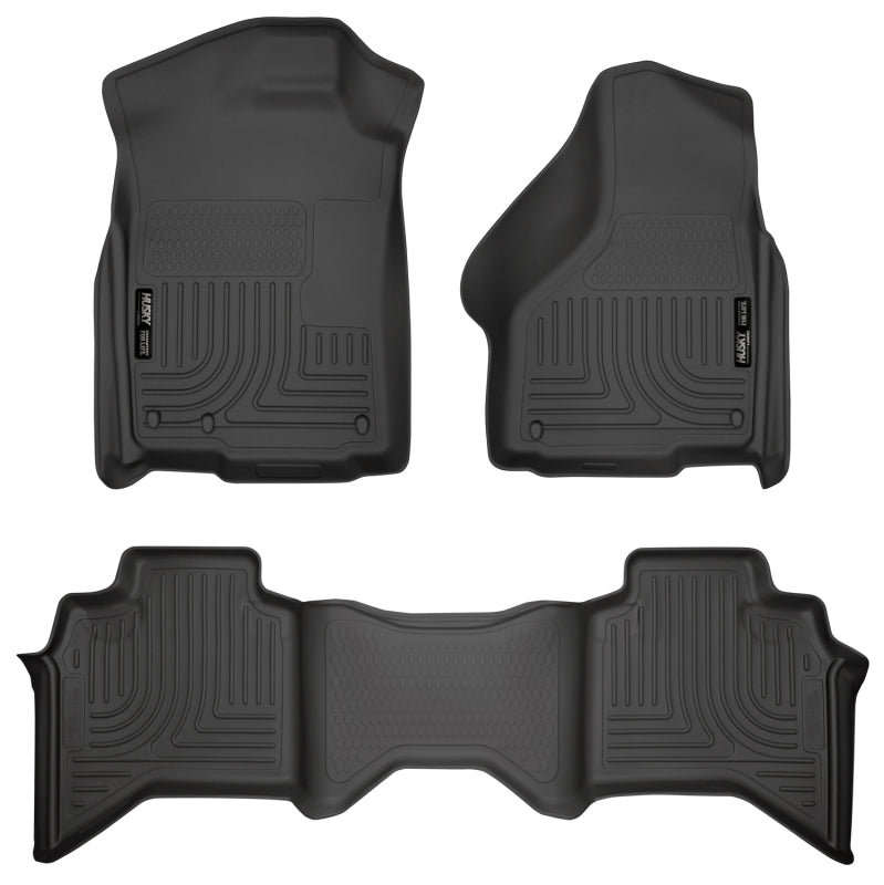 Husky Liners 03-08 Dodge Ram 1500/2500/3500 Quad Cab WeatherBeater Combo Black Floor Liners Husky Liners Floor Mats - Rubber  AXOPROS