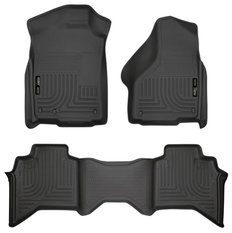 Husky Liners 03-08 Dodge Ram 1500/2500/3500 Quad Cab WeatherBeater Combo Black Floor Liners Husky Liners Floor Mats - Rubber  AXOPROS