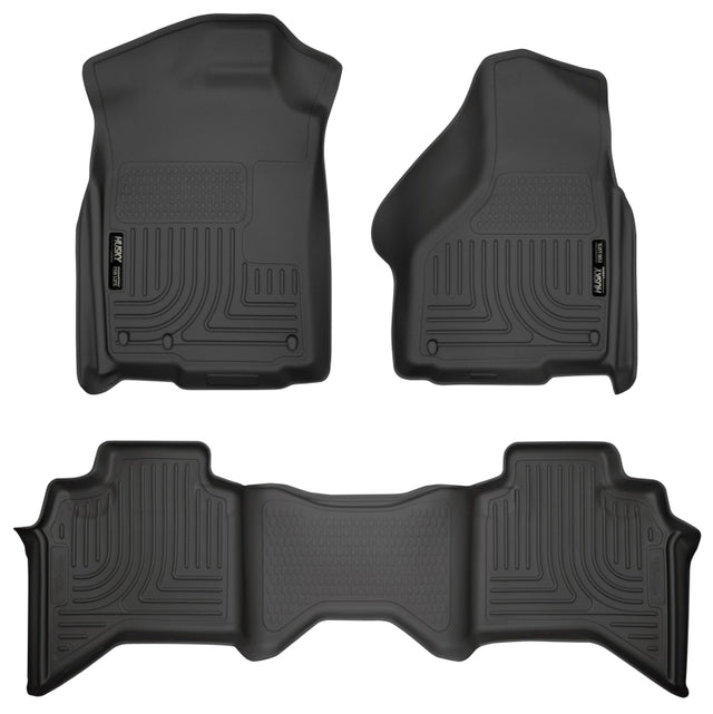 Husky Liners 03-08 Dodge Ram 1500/2500/3500 Quad Cab WeatherBeater Combo Black Floor Liners Husky Liners Floor Mats - Rubber  AXOPROS