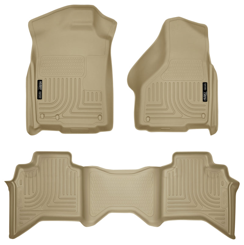 Husky Liners 03-08 Dodge Ram 1500/2500/3500 Quad Cab WeatherBeater Combo Tan Floor Liners Husky Liners Floor Mats - Rubber  AXOPROS