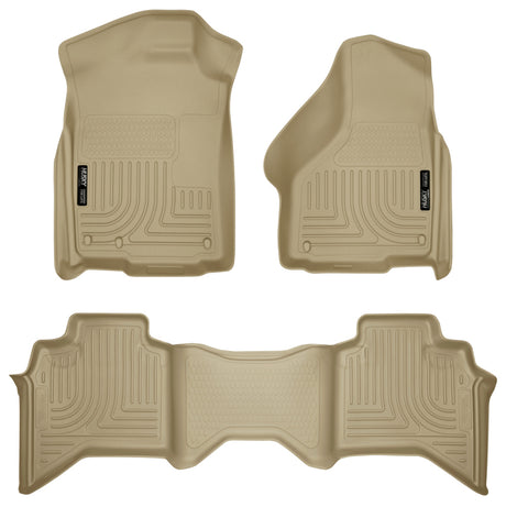 Husky Liners 03-08 Dodge Ram 1500/2500/3500 Quad Cab WeatherBeater Combo Tan Floor Liners Husky Liners Floor Mats - Rubber  AXOPROS