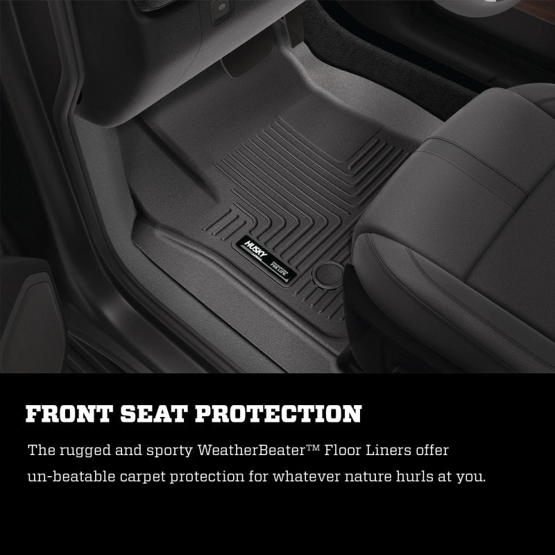Husky Liners 05-23 Ford Econoline WeatherBeater Black Floor Liners Husky Liners Floor Mats - Rubber  AXOPROS