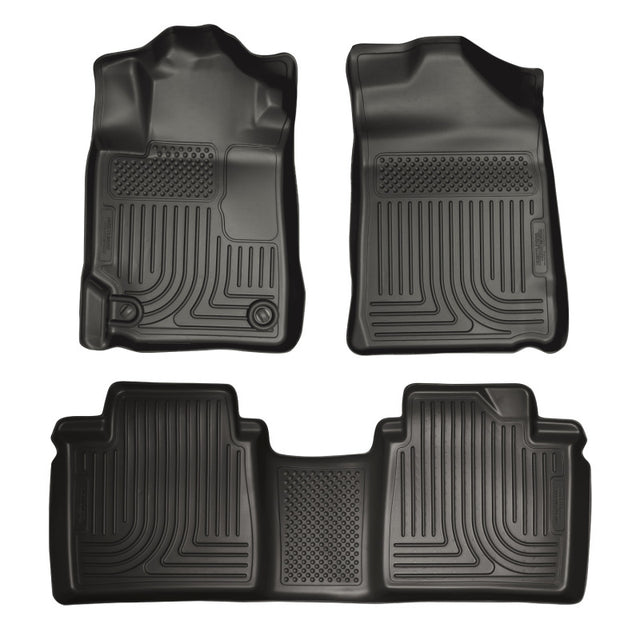 Husky Liners 07-11 Toyota Camry (All) WeatherBeater Combo Black Floor Liners (One Piece for 2nd Row) Husky Liners Floor Mats - Rubber  AXOPROS