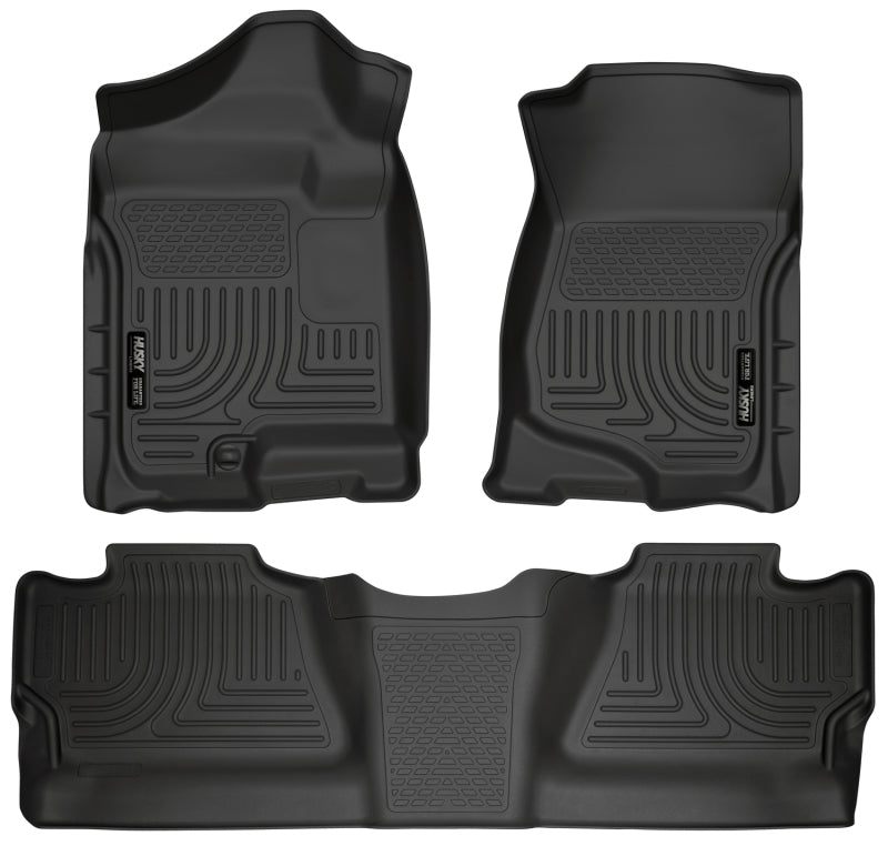 Husky Liners 07-12 Chevy Silverado/GMC Sierra Crew Cab WeatherBeater Combo Black Floor Liners Husky Liners Floor Mats - Rubber  AXOPROS