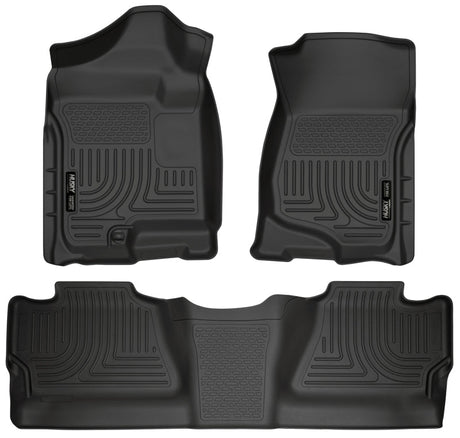 Husky Liners 07-12 Chevy Silverado/GMC Sierra Crew Cab WeatherBeater Combo Black Floor Liners Husky Liners Floor Mats - Rubber  AXOPROS