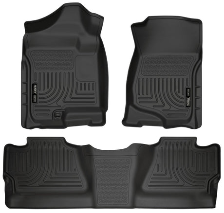 Husky Liners 07-12 Chevy Silverado/GMC Sierra Crew Cab WeatherBeater Combo Black Floor Liners Husky Liners Floor Mats - Rubber  AXOPROS