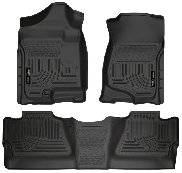 Husky Liners 07-12 Chevy Silverado/GMC Sierra Crew Cab WeatherBeater Combo Black Floor Liners Husky Liners Floor Mats - Rubber  AXOPROS