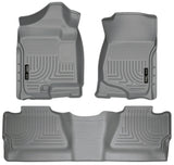Husky Liners 07-12 Chevy Silverado/GMC Sierra Crew Cab WeatherBeater Combo Gray Floor Liners Husky Liners Floor Mats - Rubber  AXOPROS