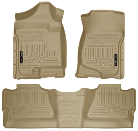 Husky Liners 07-12 Chevy Silverado/GMC Sierra Crew Cab WeatherBeater Combo Tan Floor Liners Husky Liners Floor Mats - Rubber  AXOPROS