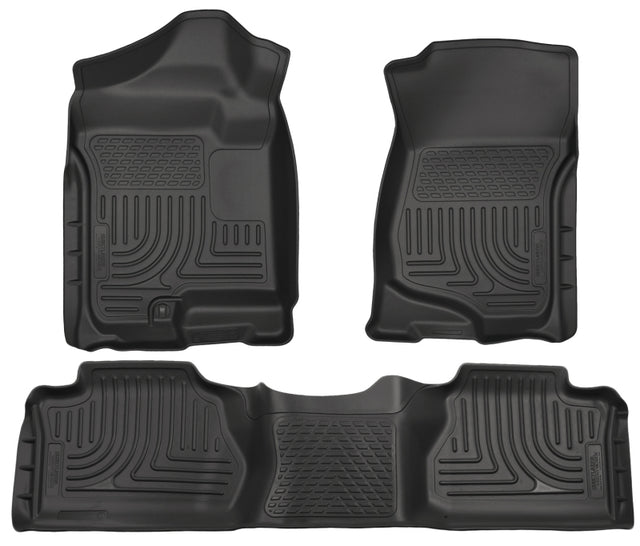 Husky Liners 07-12 Chevy Silverado/GMC Sierra Extended Cab WeatherBeater Combo Black Floor Liners Husky Liners Floor Mats - Rubber  AXOPROS
