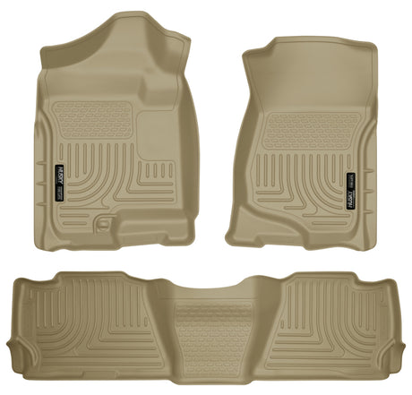 Husky Liners 07-13 GM Escalade ESV/Avalanche/Suburban WeatherBeater Tan Front/2nd Row Floor Liners Husky Liners Floor Mats - Rubber  AXOPROS