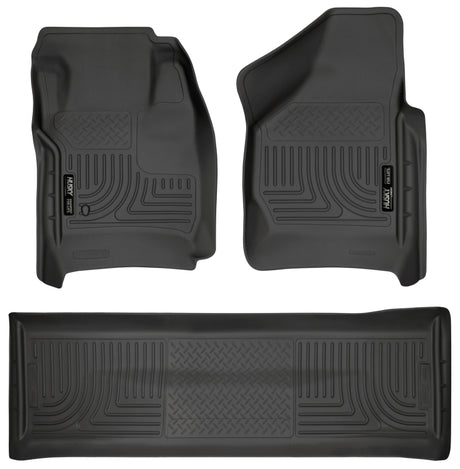 Husky Liners 08-10 Ford SD Crew Cab WeatherBeater Combo Black Floor Liners (w/o Manual Trans Case) Husky Liners Floor Mats - Rubber  AXOPROS