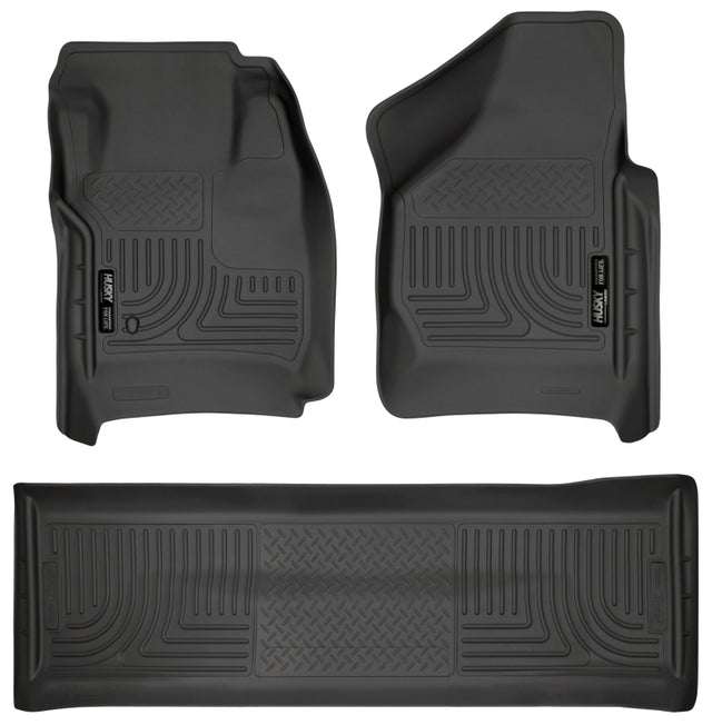 Husky Liners 08-10 Ford SD Crew Cab WeatherBeater Combo Black Floor Liners (w/o Manual Trans Case) Husky Liners Floor Mats - Rubber  AXOPROS