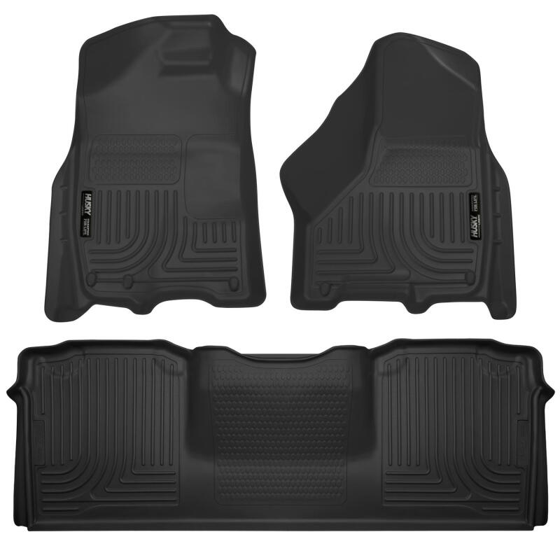 Husky Liners 10-12 Dodge Ram 2500/3500 Mega Cab WeatherBeater Combo Black Floor Liners Husky Liners Floor Mats - Rubber  AXOPROS