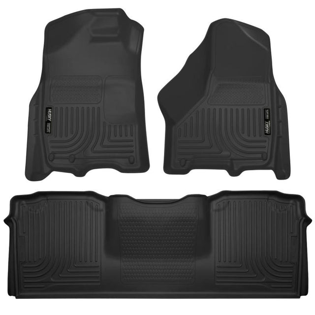 Husky Liners 10-12 Dodge Ram 2500/3500 Mega Cab WeatherBeater Combo Black Floor Liners Husky Liners Floor Mats - Rubber  AXOPROS