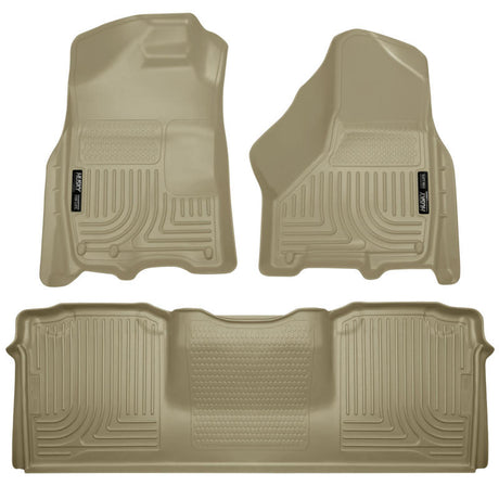 Husky Liners 10-12 Dodge Ram 2500/3500 Mega Cab WeatherBeater Combo Tan Floor Liners Husky Liners Floor Mats - Rubber  AXOPROS