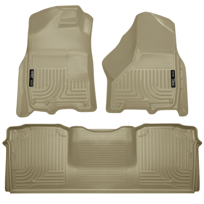 Husky Liners 10-12 Dodge Ram 2500/3500 Mega Cab WeatherBeater Combo Tan Floor Liners Husky Liners Floor Mats - Rubber  AXOPROS