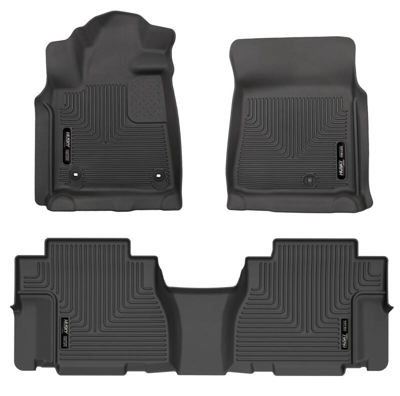 Husky Liners 12-22 Toyota Sequoia Weatherbeater Front & 2nd Seat Floor Liners - Black Husky Liners Floor Mats - Rubber  AXOPROS